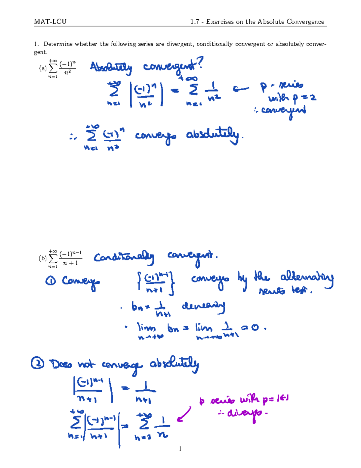 Math 222 calculus 3 practice - Determine whether the following series ...