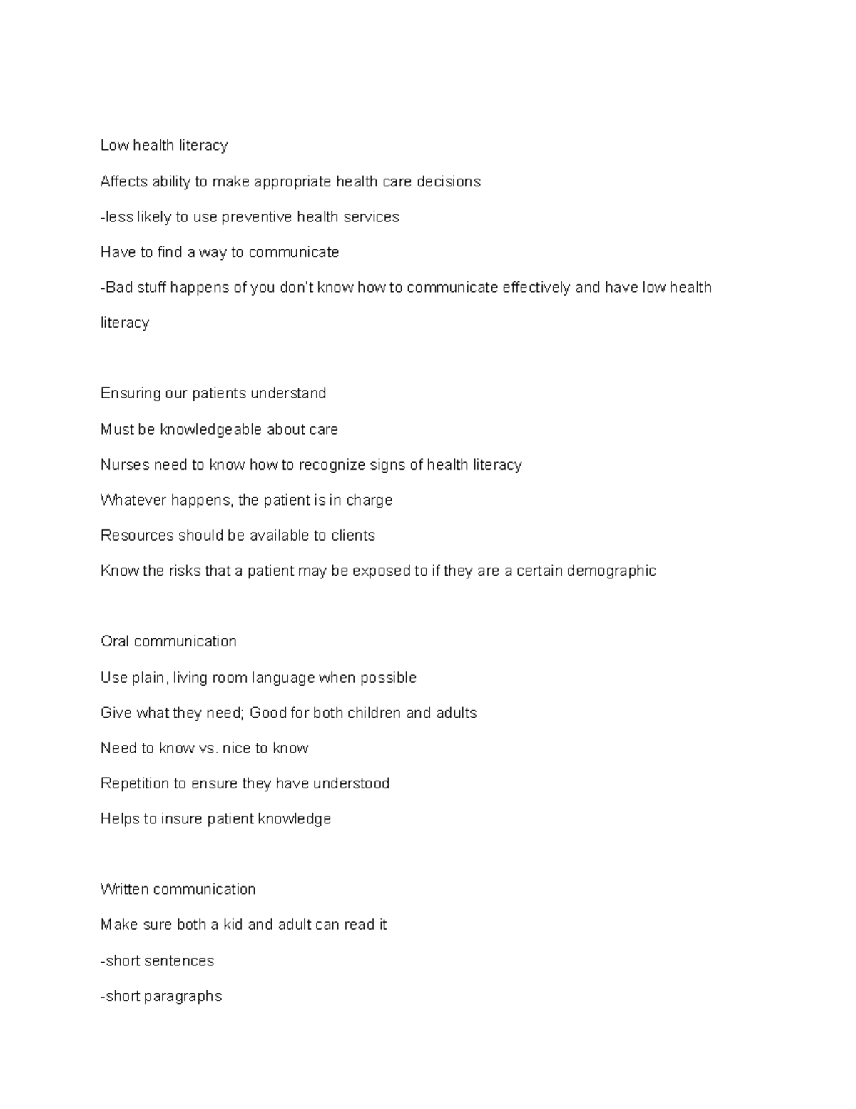 Patient self management pt - Low health literacy Affects ability to ...