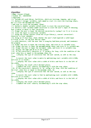 Test 3 (2020 Sep) - Answer (code+ algorithm) for Test 3 of EE209 - Code ...