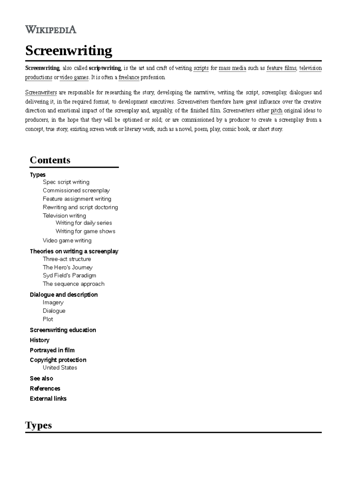 Screenwriting Lecture notes 13 Screenwriting Screenwriting , also