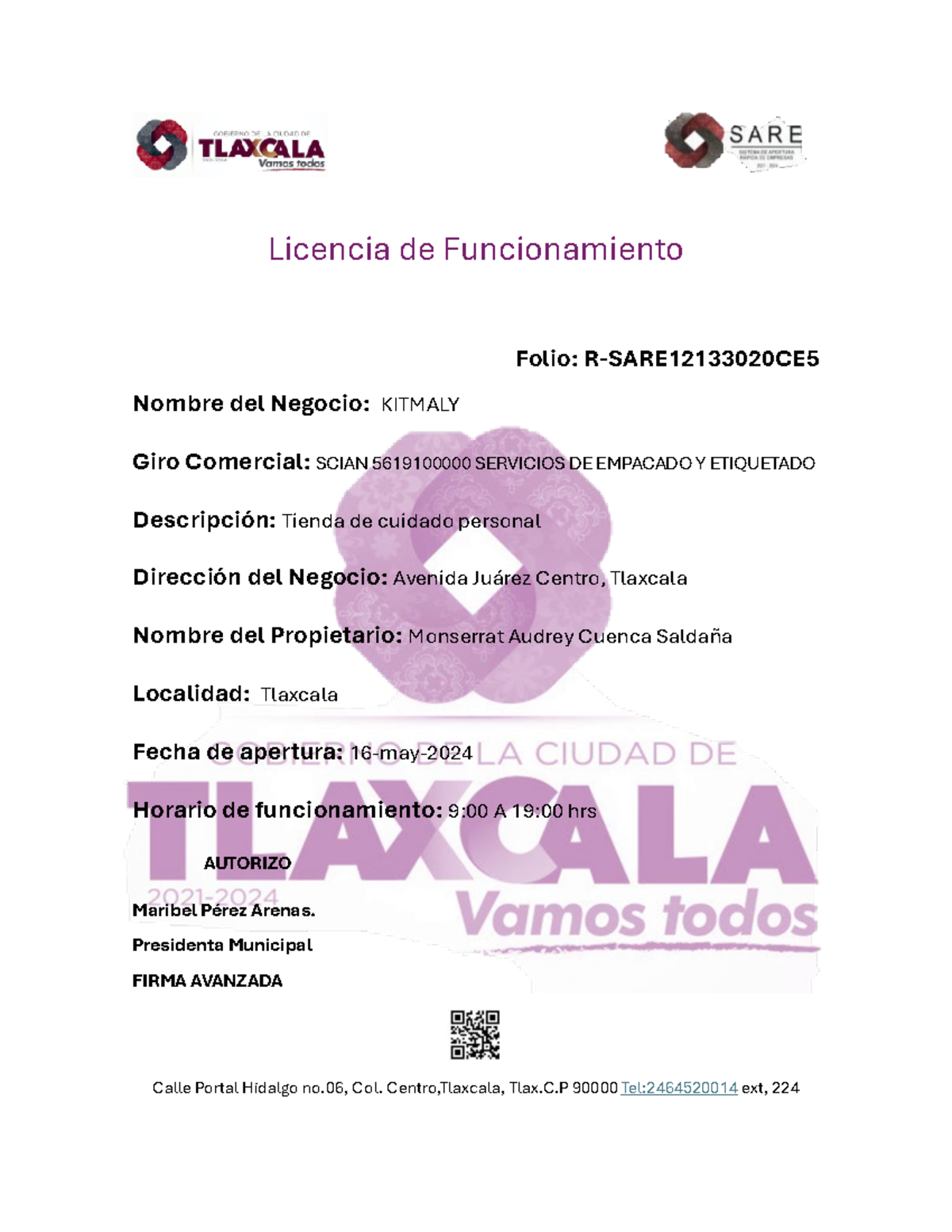 Licencia de Funcionamiento - Licencia de Funcionamiento Folio: R-SARE ...