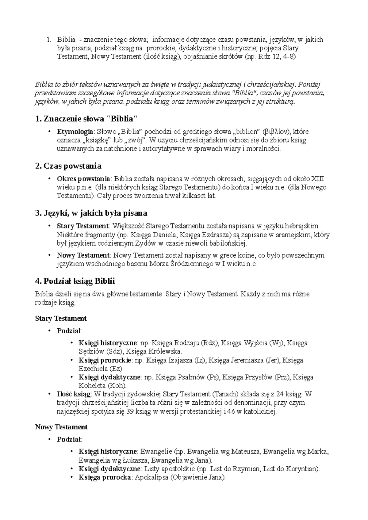 Sprawdzian Z Biblii Antyku średniowiecza www.studocu.com