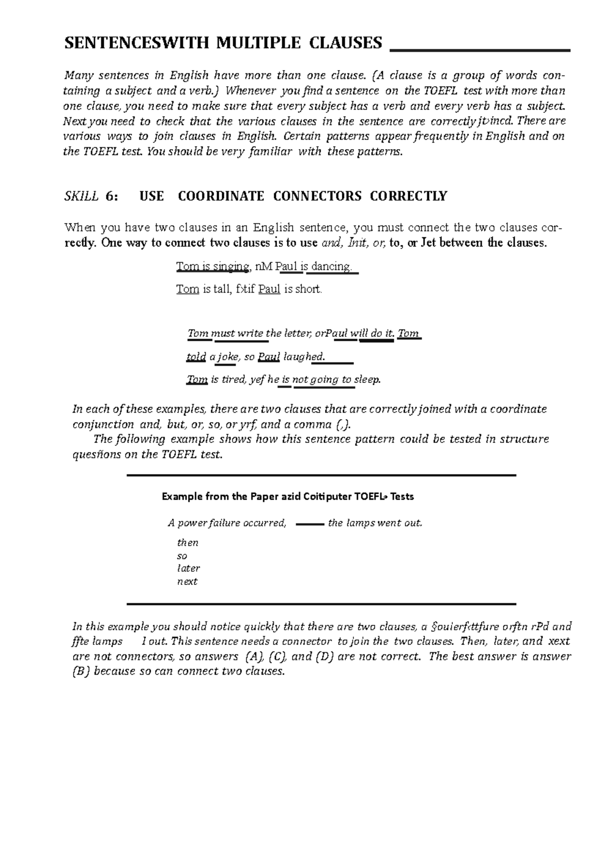 Sentence with multiple clauses Example from the Paper azid Coitiputer TOEFL® Tests A power