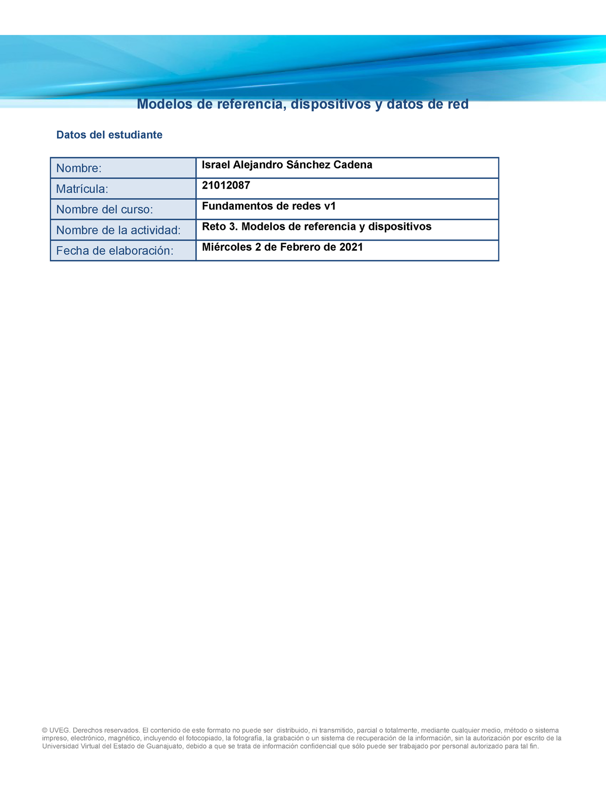 Formato R3 Fundamentos De Redes - Modelos De Referencia, Dispositivos Y ...