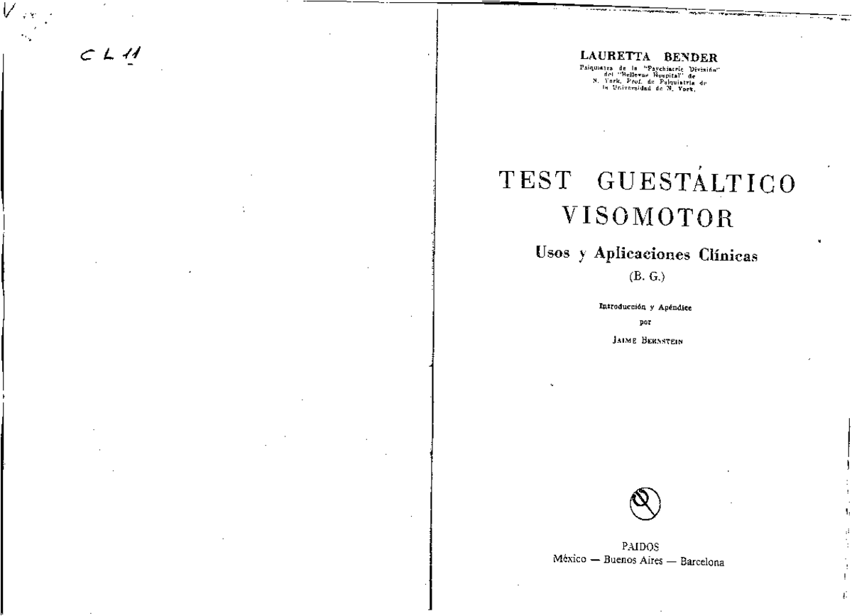 Bender Final TEST Guestaltico Visomotor - V .; '1' "." E T ...