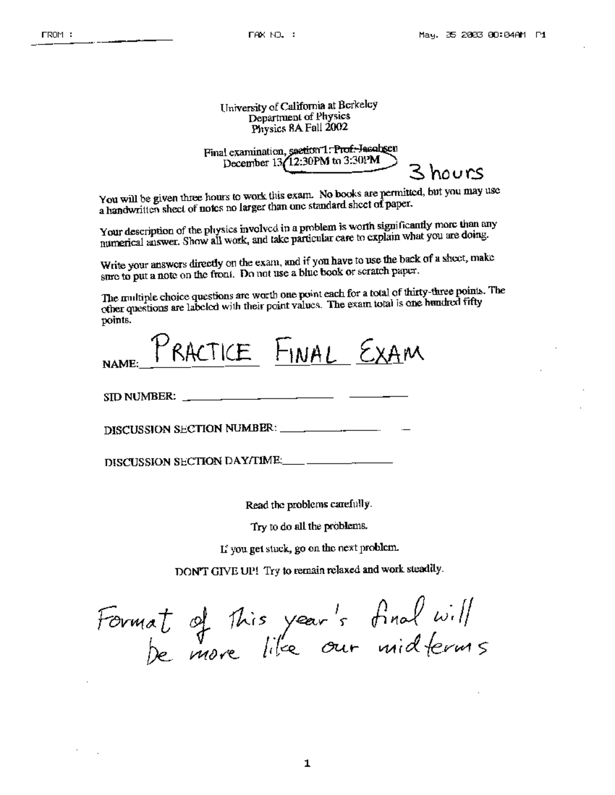 2002 Fall Physics 8A final v2 - PHYSICS 8A - Studocu