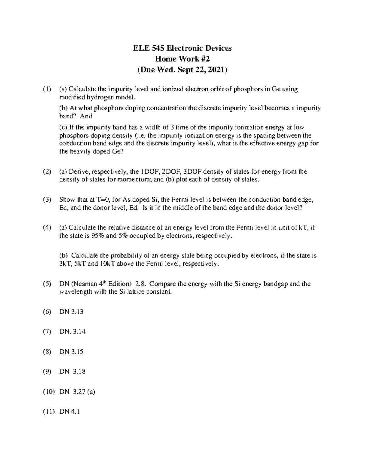 ECE 545 HW2 academic year 2021 - ELE 545 Electronic Devices Home Work ...