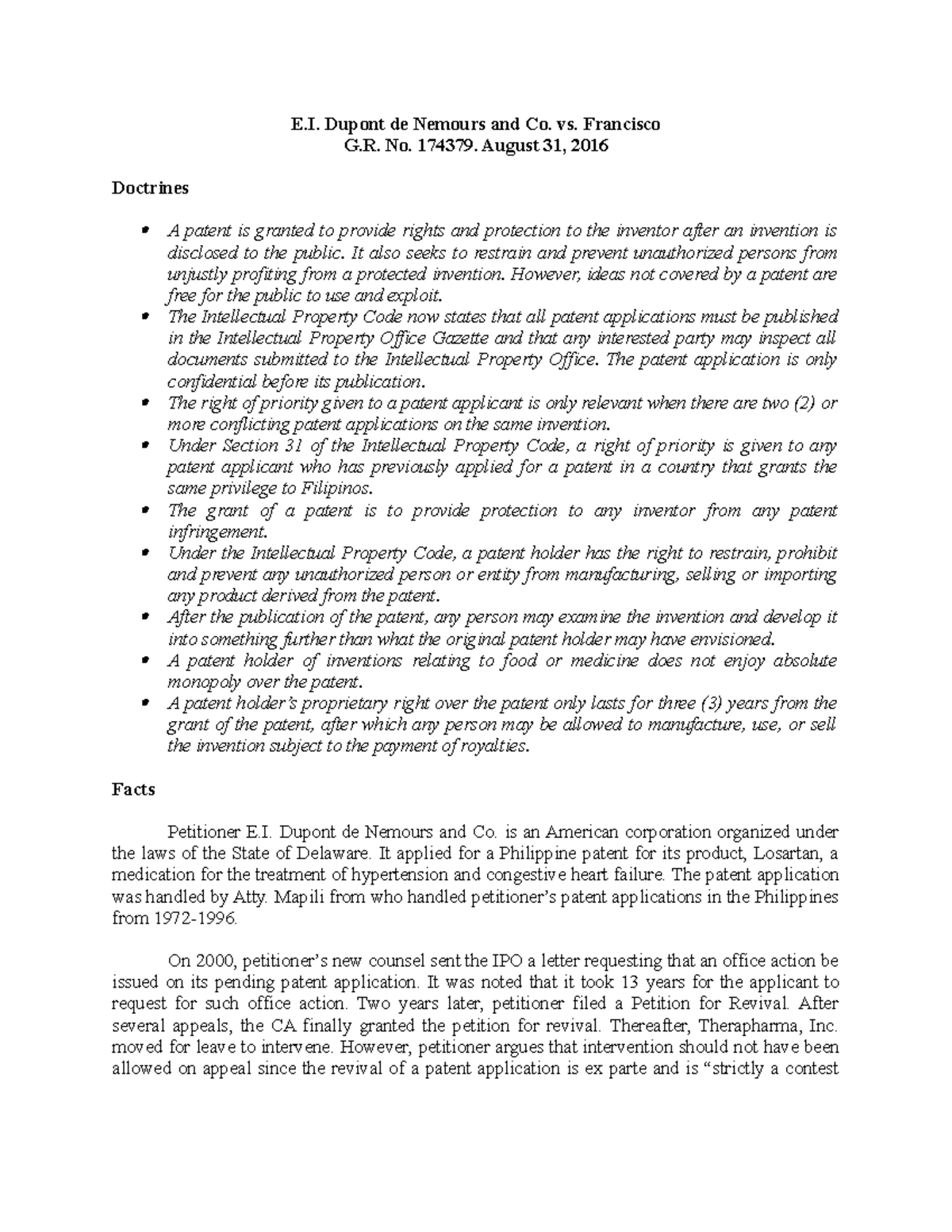 Ei Dupont De Nemours And Company