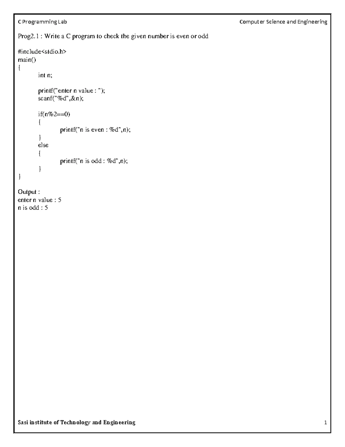 Unit4 Arrays - Programs - Prog4.1 : Write a C program to read elements ...