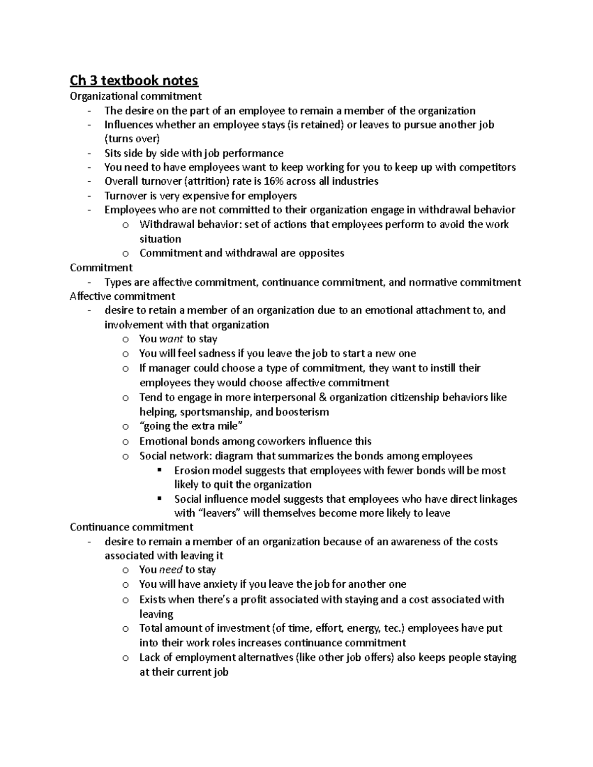 chapter 3 textbook notes - Ch 3 textbook notes Organizational ...