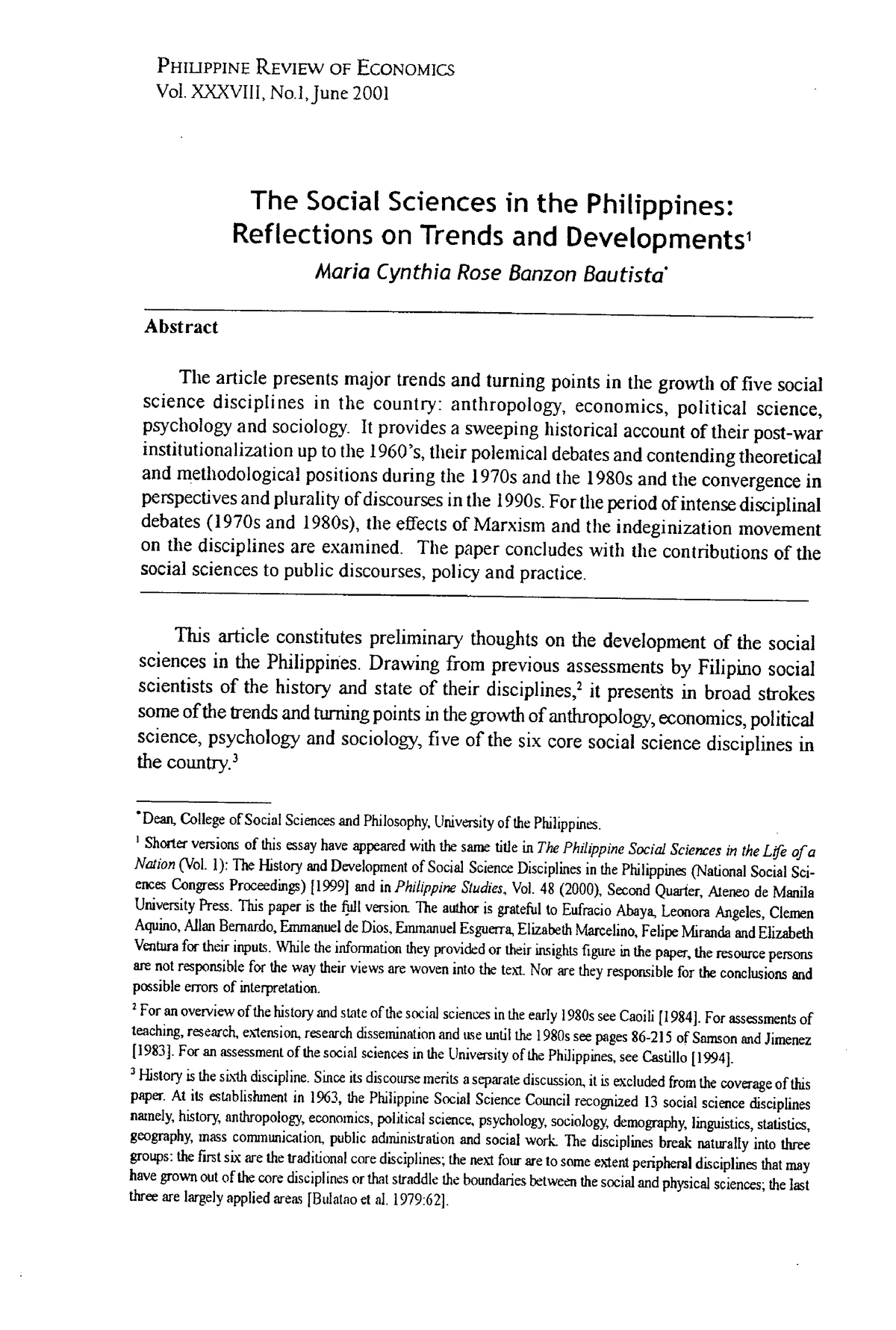 The Social Sciences In The Philippines Reflections On Trends And ...