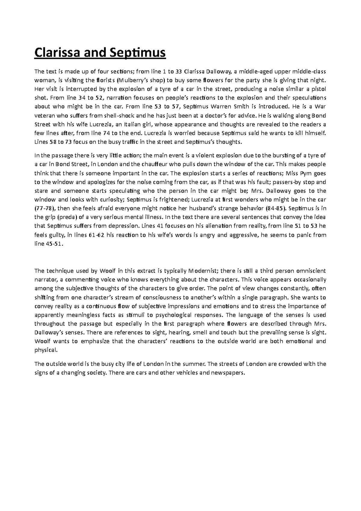 Clarissa and Septimustesti Clarissa and Septimus The text is made up