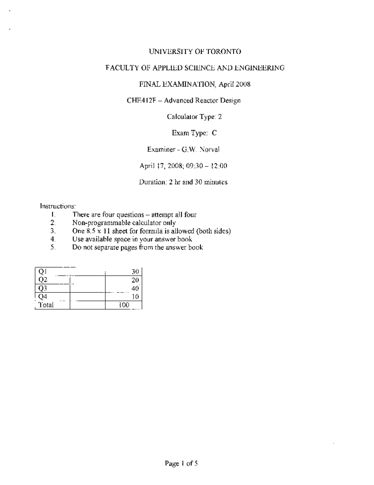 Che412s 2008 exam Final exam CHEM121 UBC Studocu