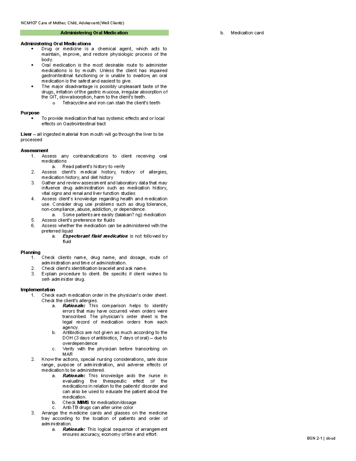 Medication Administering Oral Medication Administering Oral