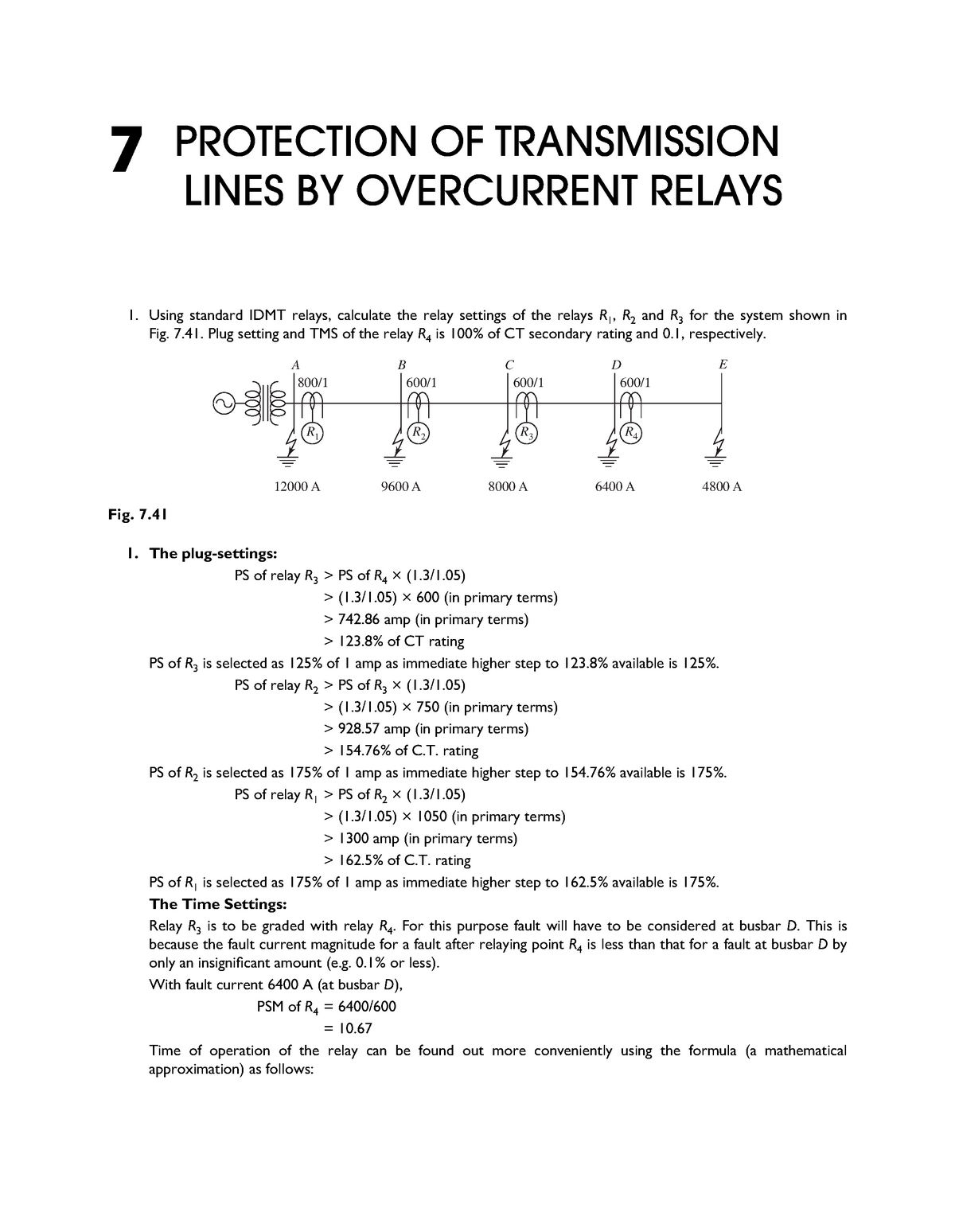 Solution Manual to Chapter 07 of Power System Protection and Switchgear PROTECTION OF