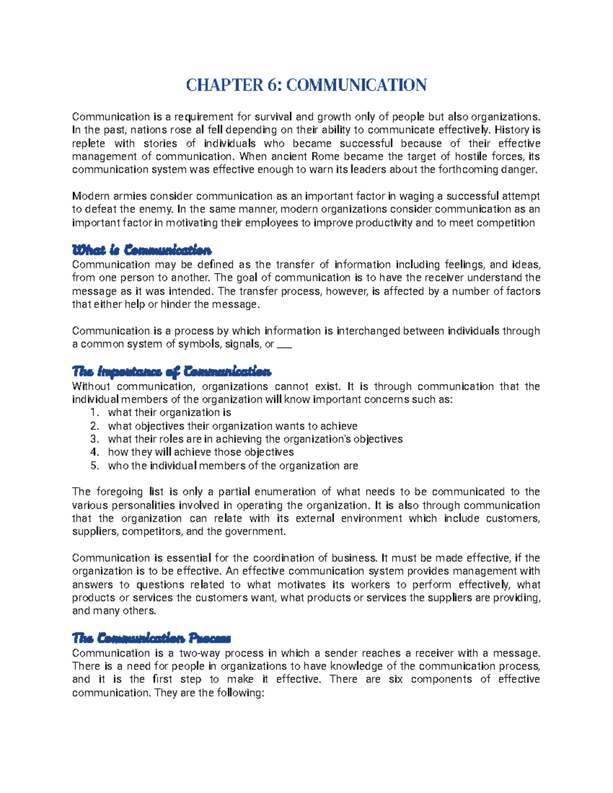 [BA 213] Chapter 6 Communication - CHAPTER 6: COMMUNICATION ...