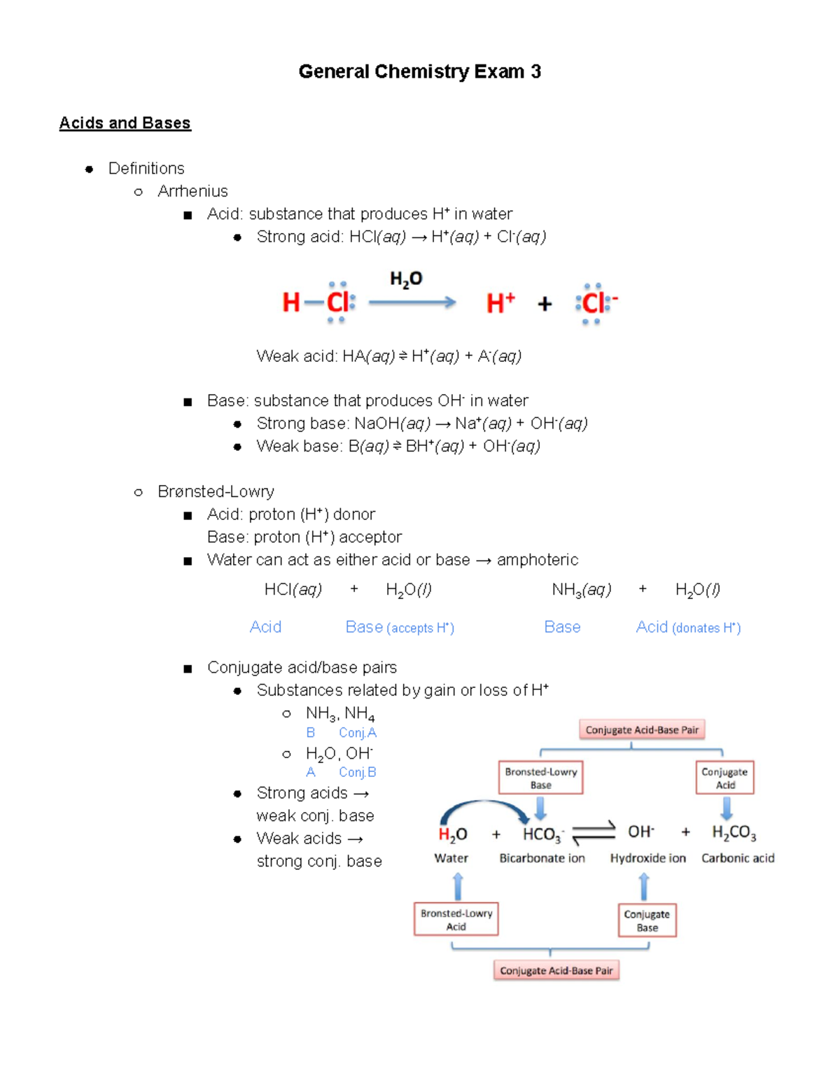 General Chemistry Exam 3 Study Guide - General Chemistry Exam 3 Acids ...