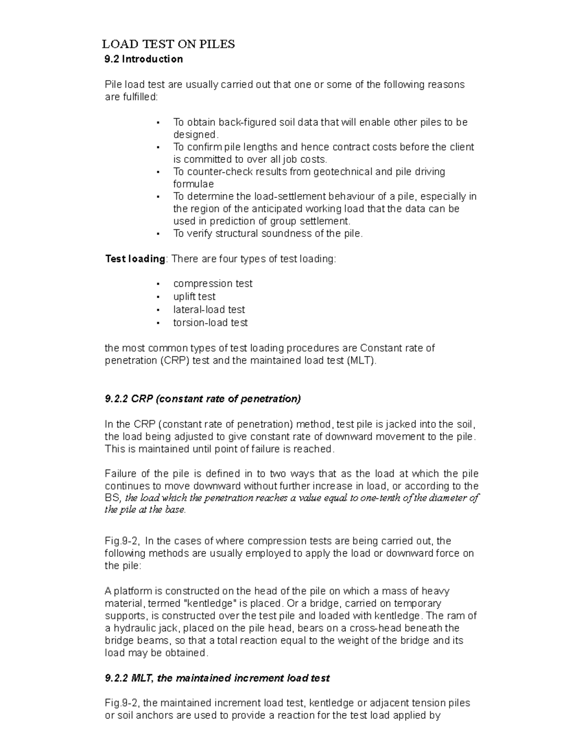 Load Test On Piles - Load Test On Piles 9 Introduction Pile Load Test 