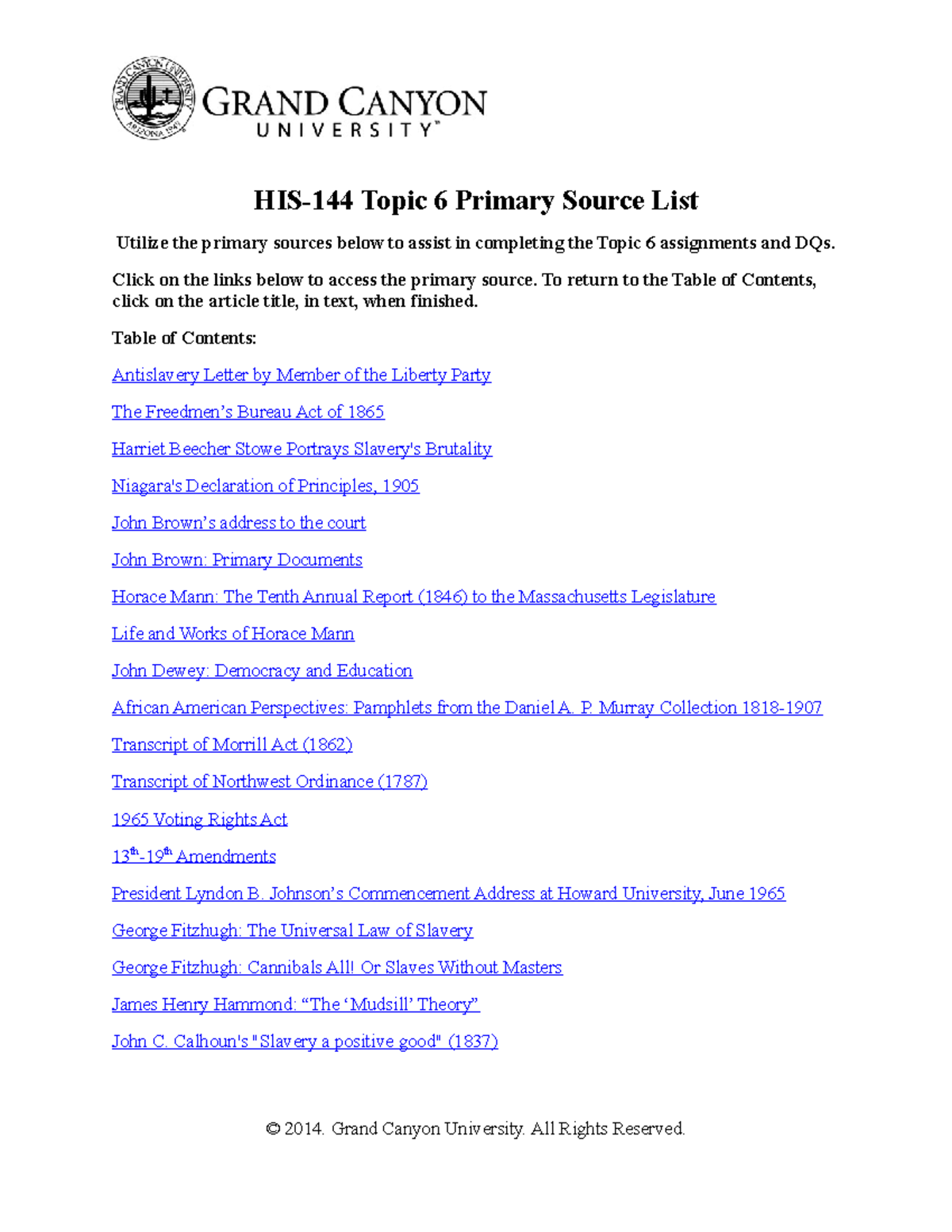 HIS-144 Topic 6 Primary Source List - StuDocu