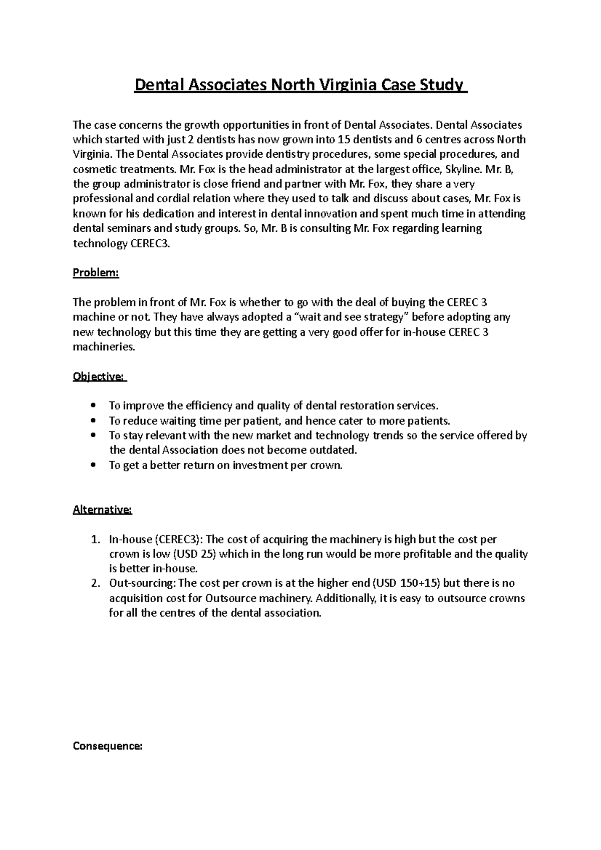 Dental associates case Study Dental Associates North Virginia Case