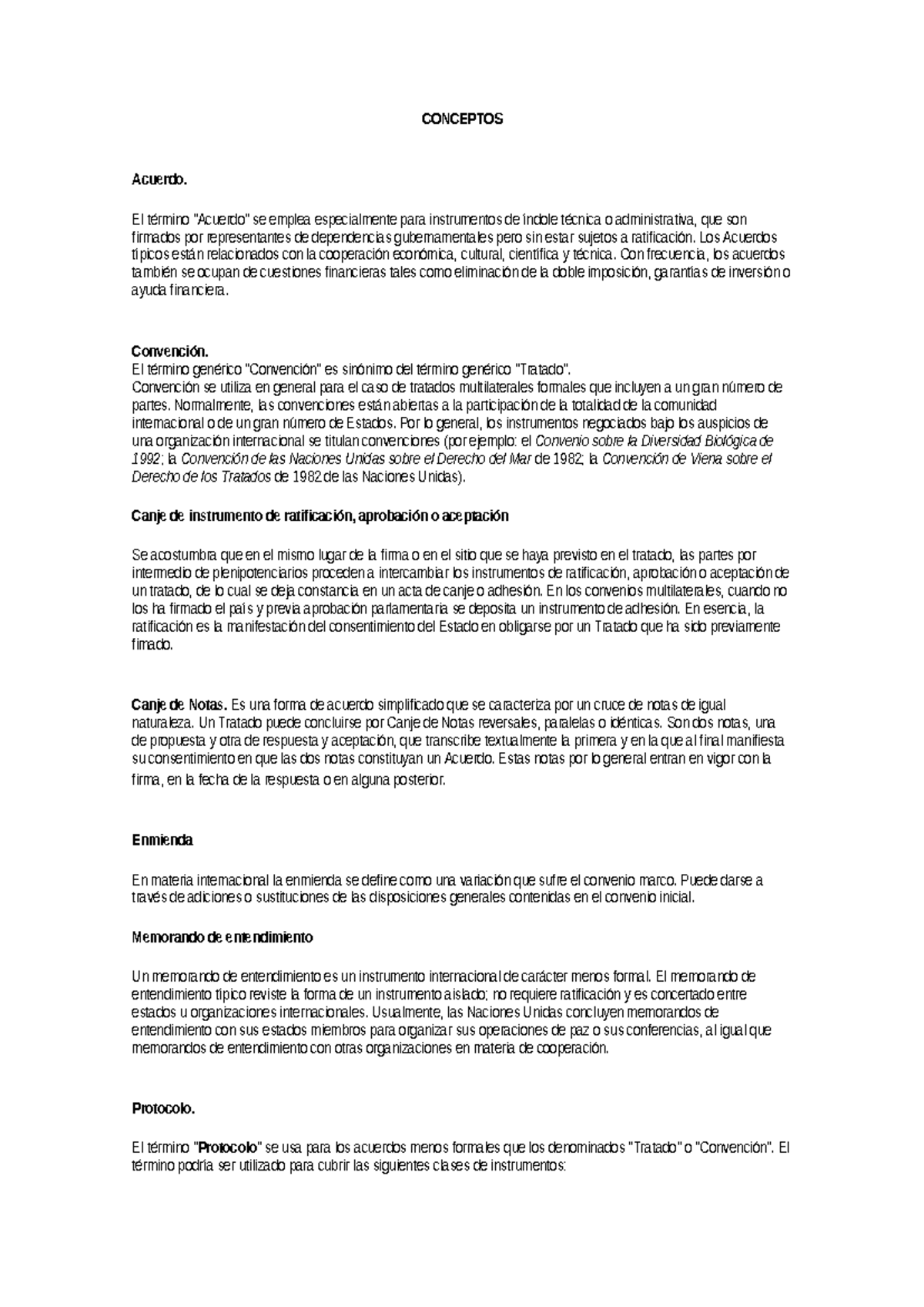 Conceptos Varios - Hola - CONCEPTOS Acuerdo. El término 