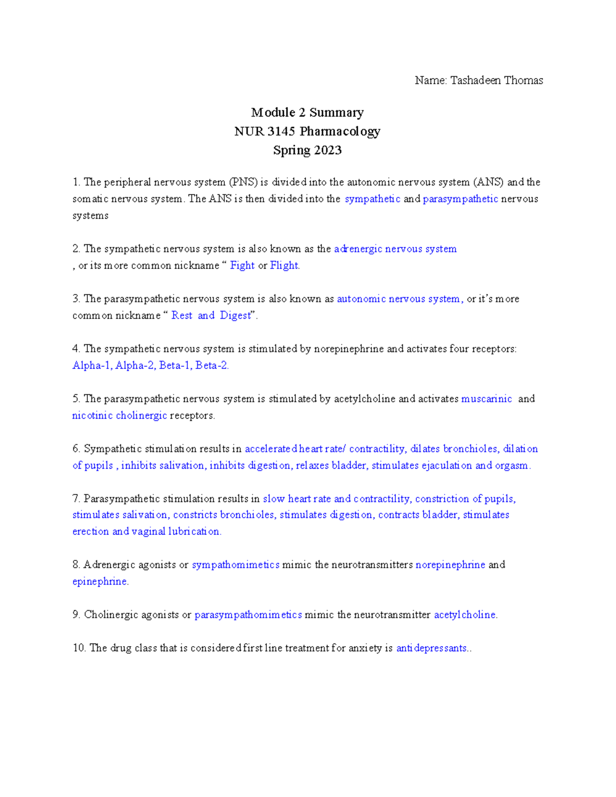 Module+2+Summary - Summary of module 2 - Goodman and Gilman's Manual of ...
