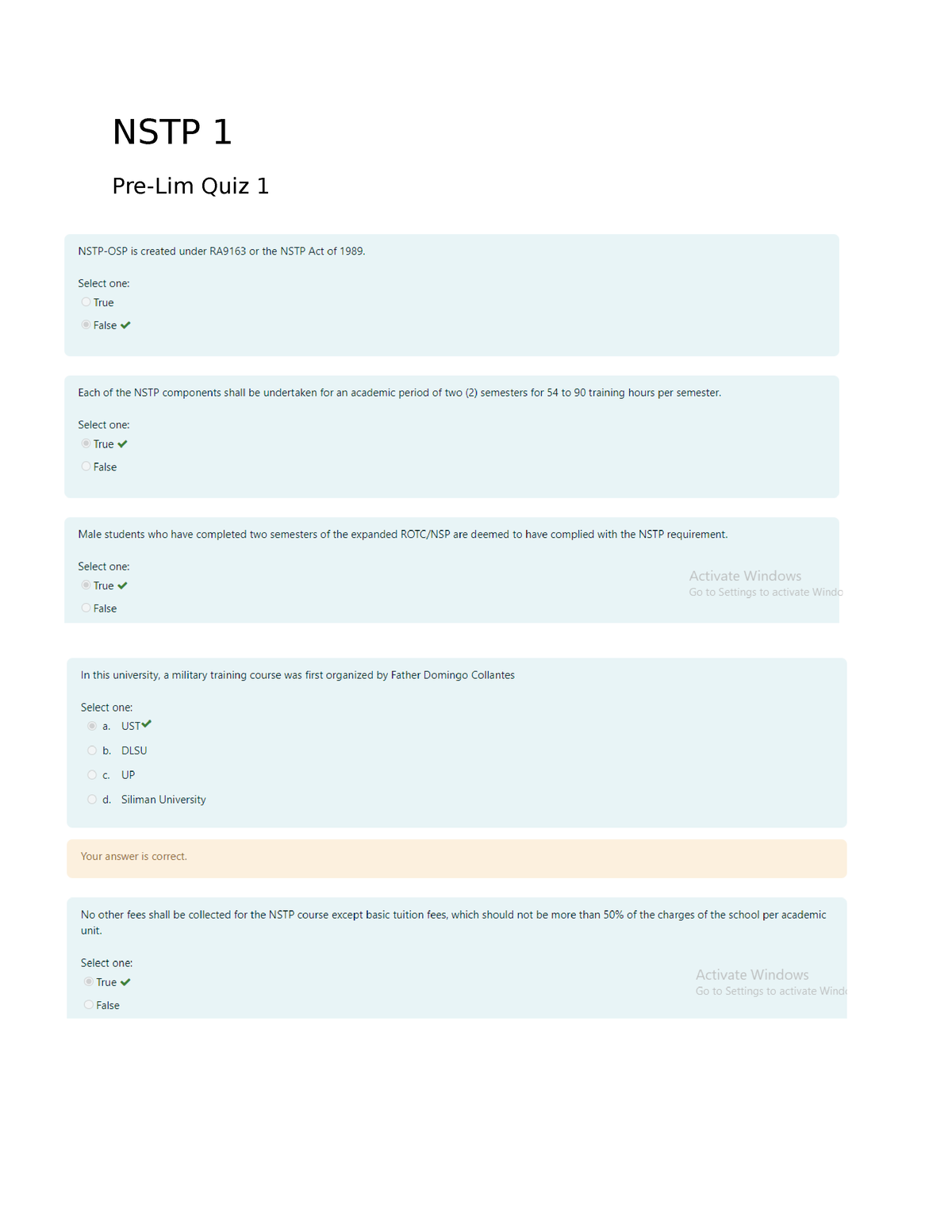 NSTP 1 - Pre-Lim Quiz 1 - I Hope It Helps And Please Study Hard And Don ...