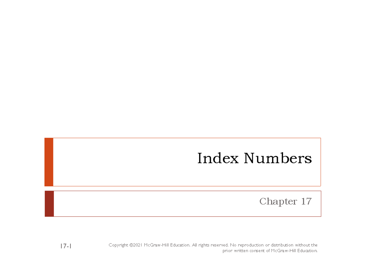 Index Numbers Chapter 17 Index Numbers Chapter 17 Copyright ©2021