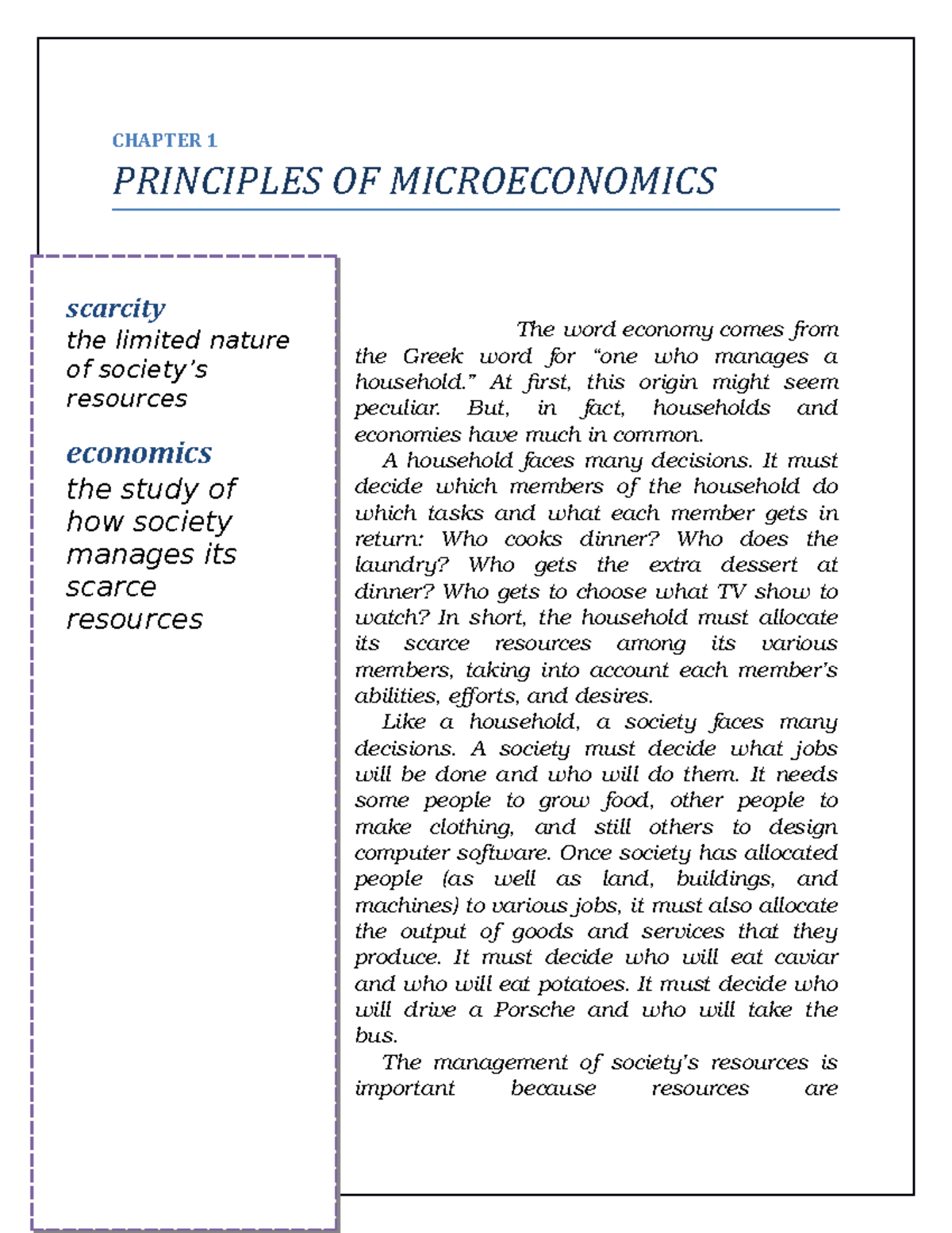 Chapter 1 - Lecture notes 1 - CHAPTER 1 PRINCIPLES OF MICROECONOMICS ...