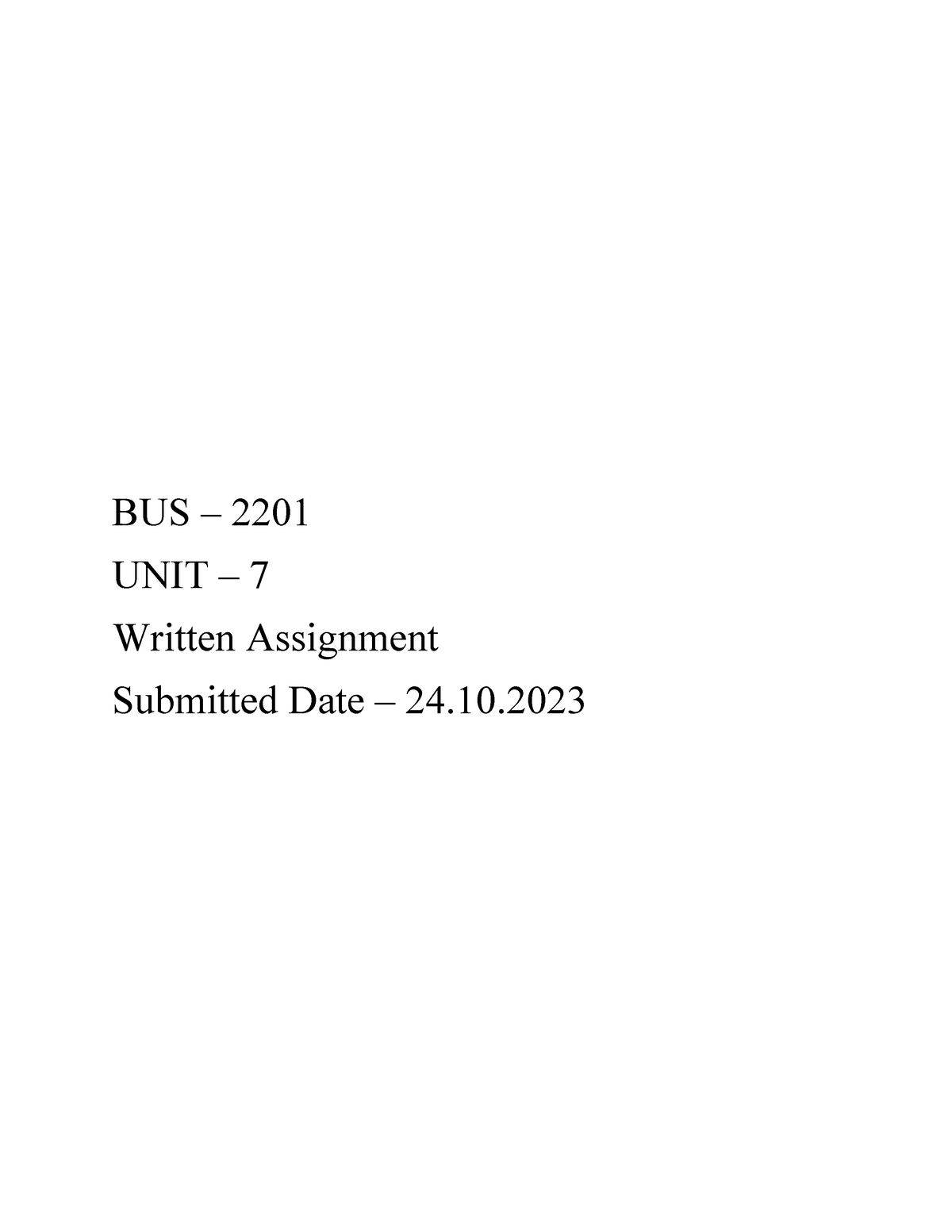 bus 2201 written assignment unit 7