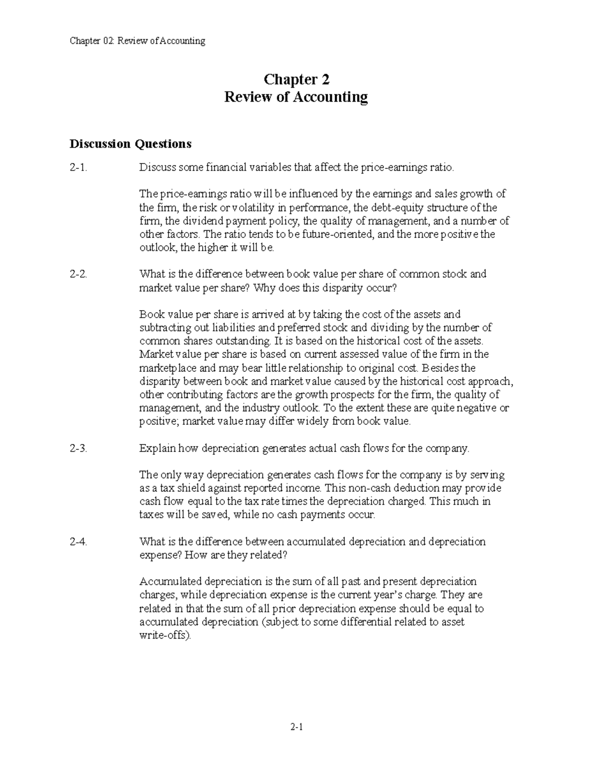 CH 2 - Chapter 2 - Chapter 2 Review of Accounting Discussion Questions ...
