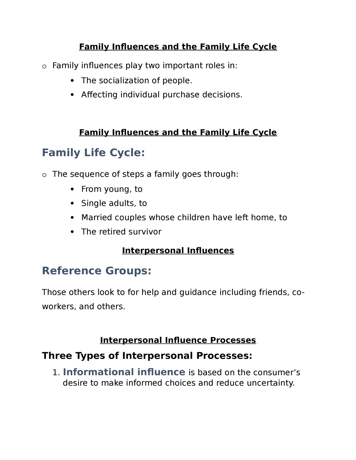 Family Influences and the Family Life Cycle - Affecting individual ...