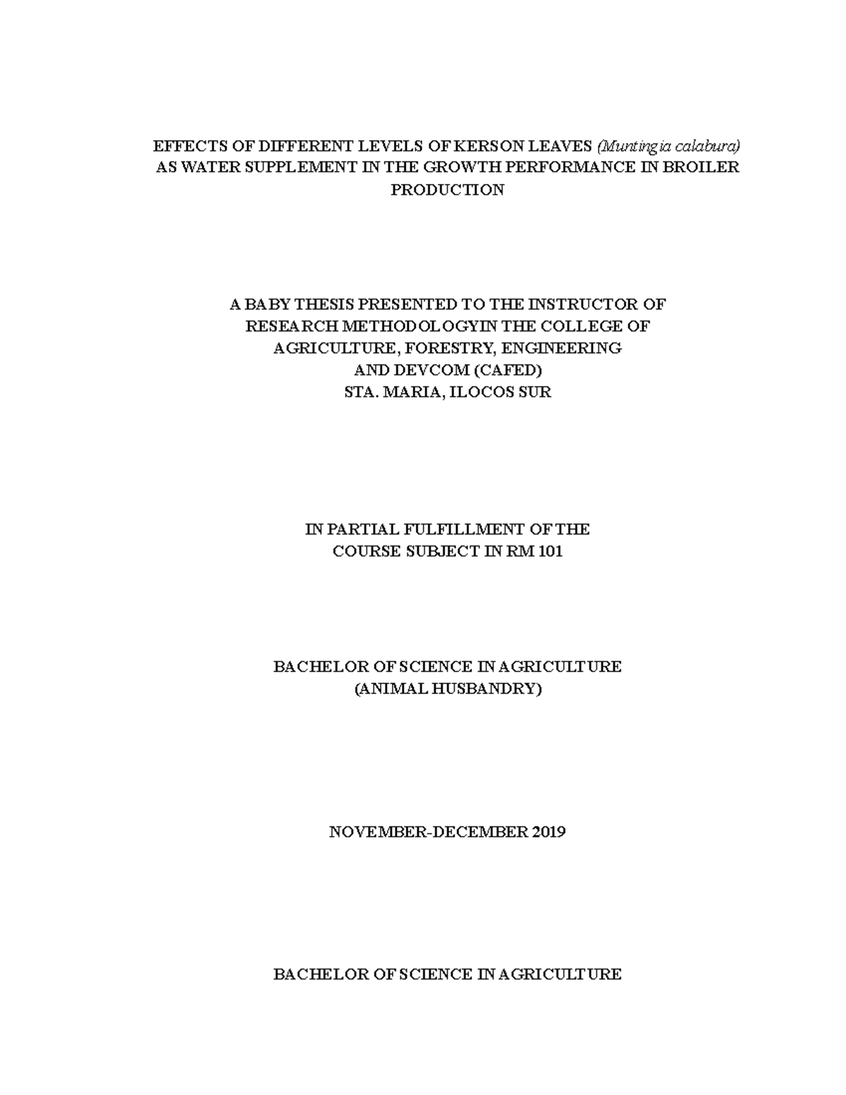 Muntingia Calabura-1 - Summarization - EFFECTS OF DIFFERENT LEVELS OF ...