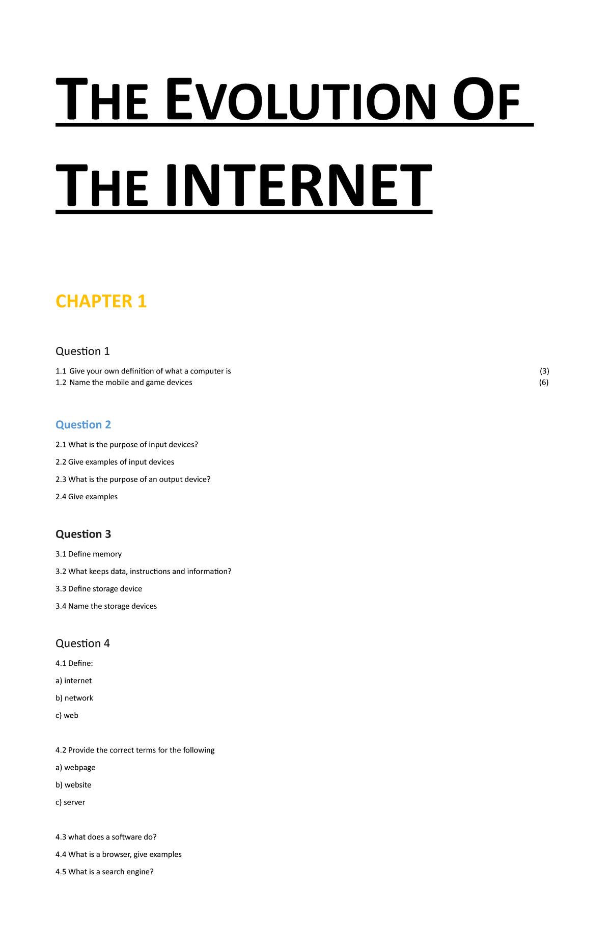 evolution of internet assignment