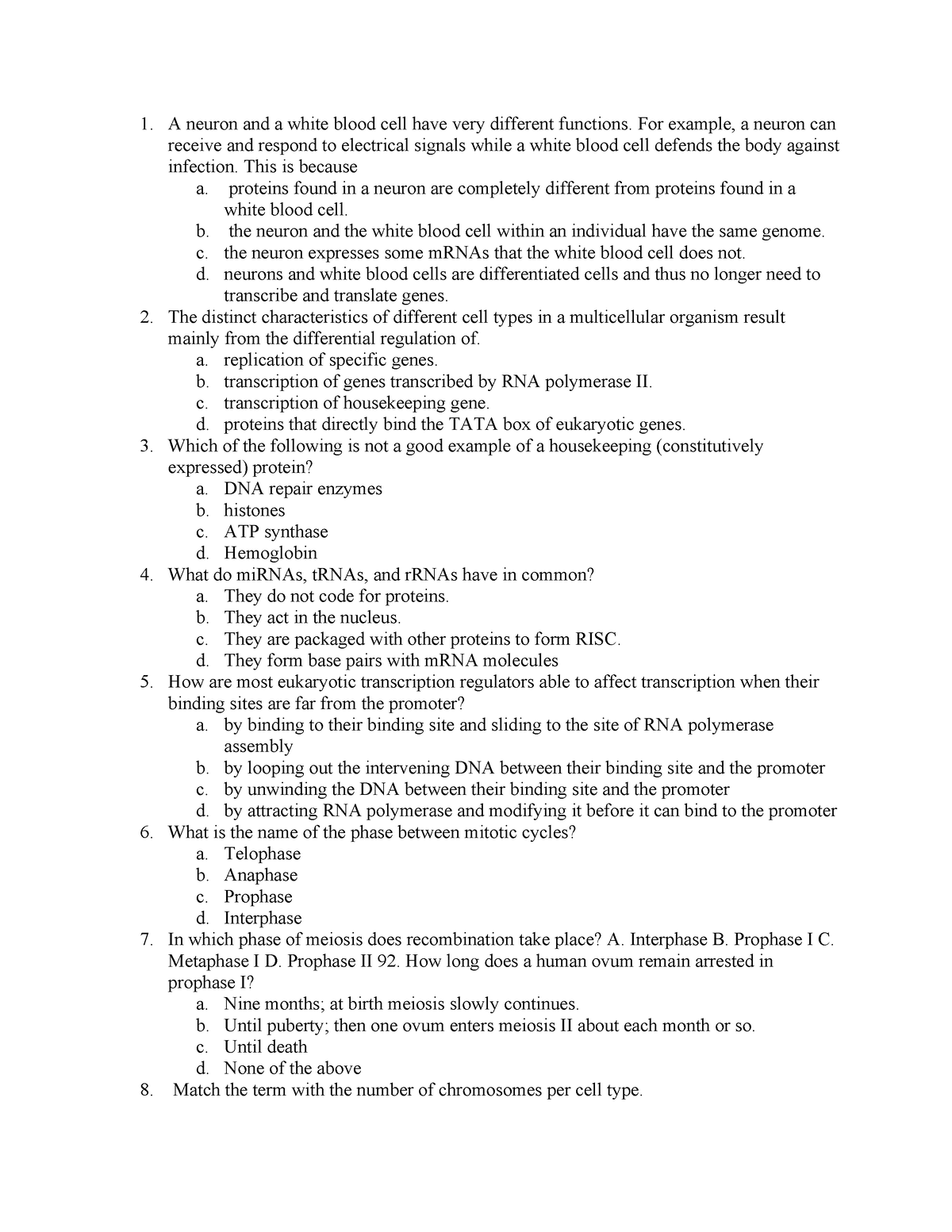 Exam 3 bonus practices - exam practice - A neuron and a white blood ...