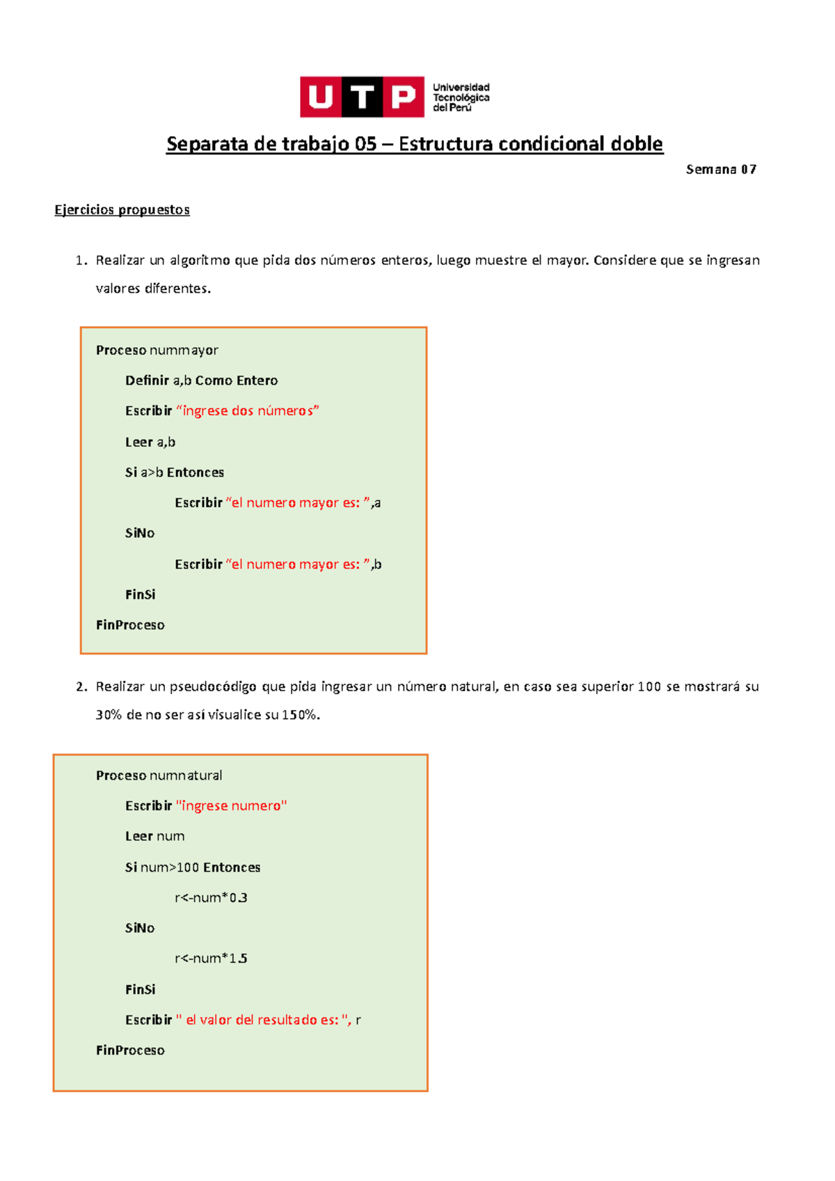 Tarea De Algoritmo Ejercicios Resueltos Principios De Algoritmos