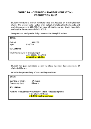 Operations Management Module 1 Chapters 1 2 3 Summaries - OPERATIONS ...