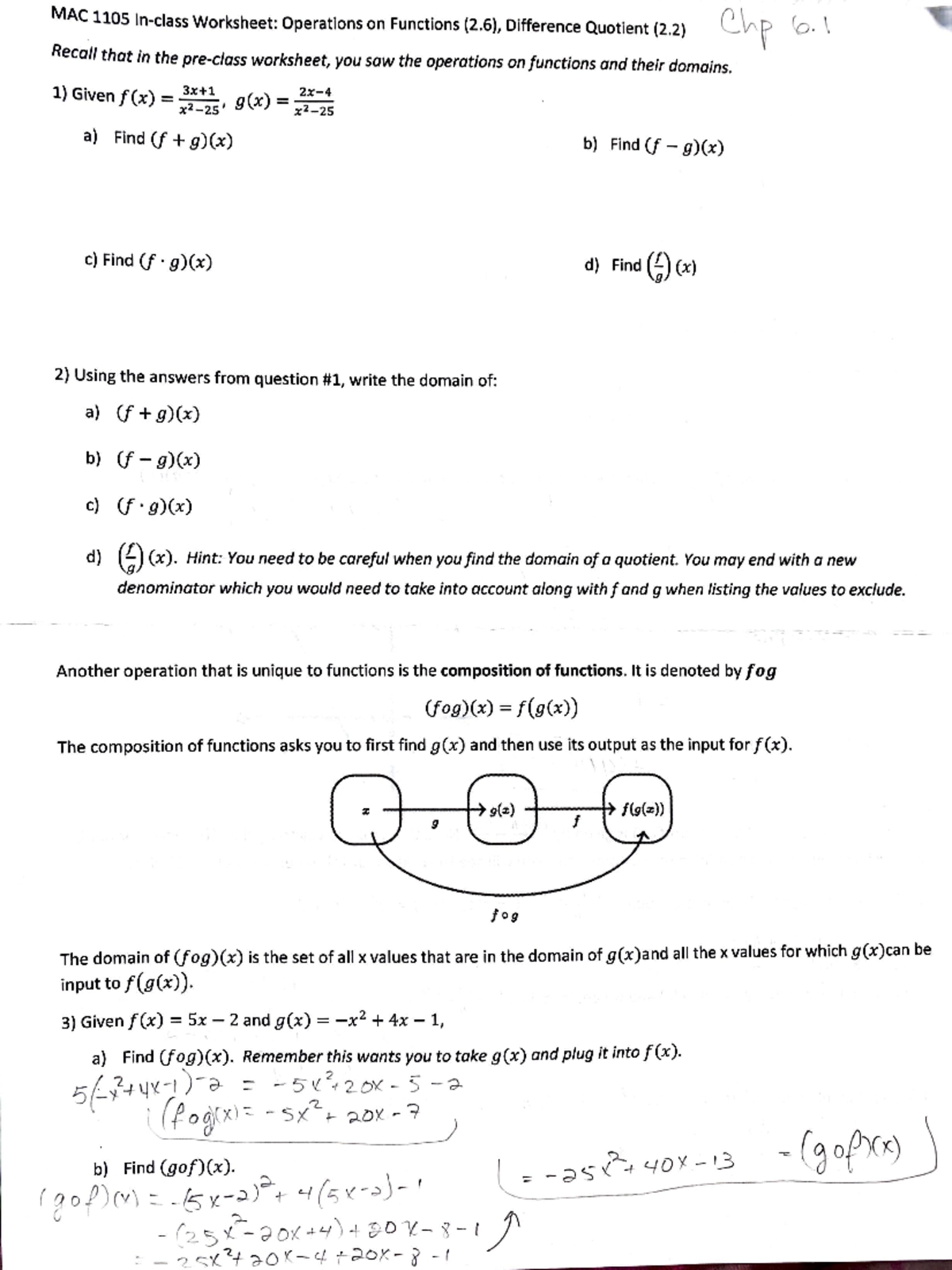Operation on function-difference quotient - MAC2311 - Studocu