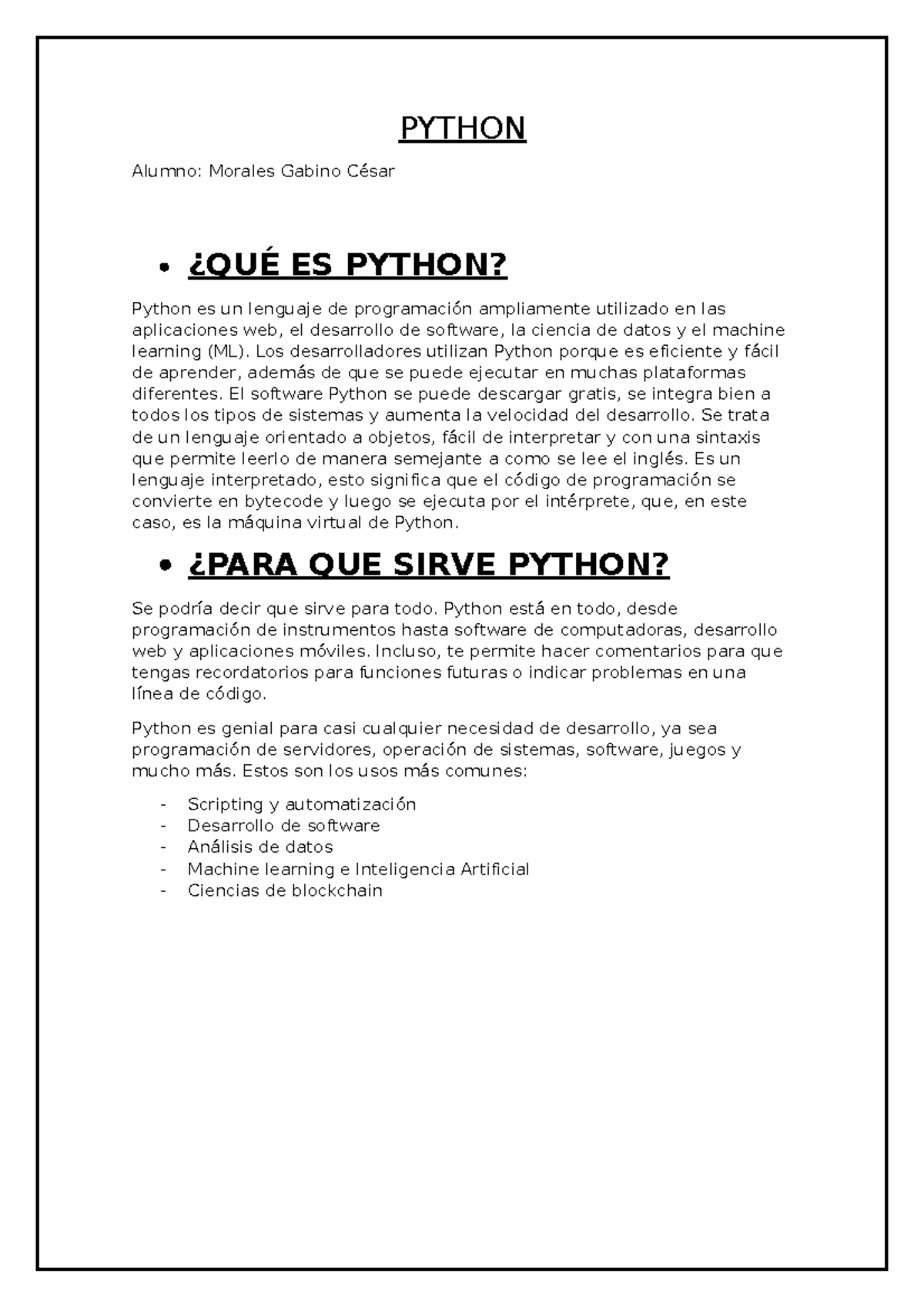 Python - tAREA SEMANA 06 - PYTHON Alumno: Morales Gabino César ¿QUÉ ES ...
