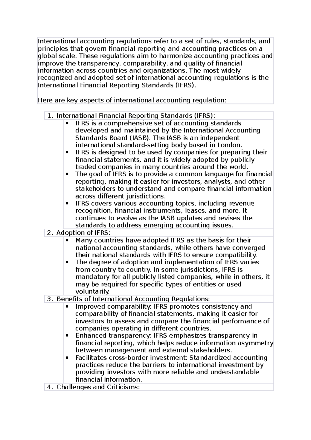 IFRS - xxxx - International accounting regulations refer to a set of ...