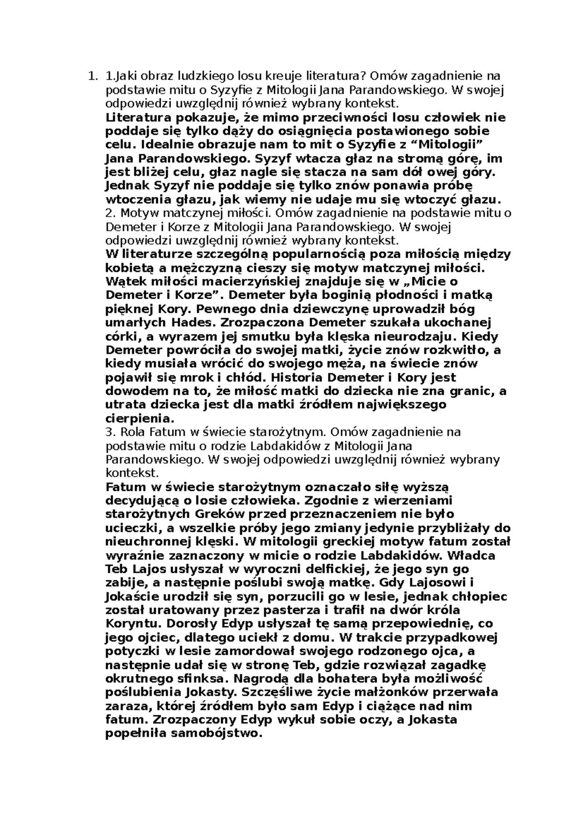 Jaki Obraz Ludzkiego Losu Kreuje Literatura www.studocu.com