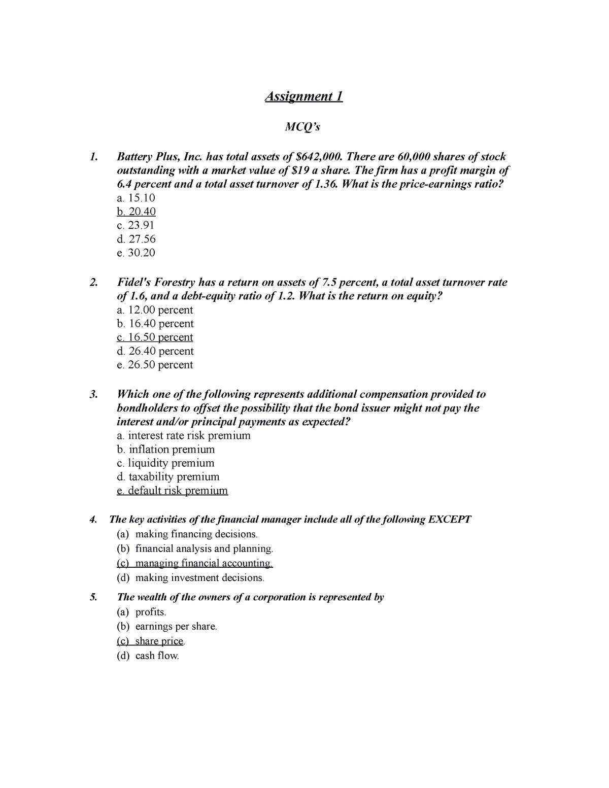 in an assignment problem mcq