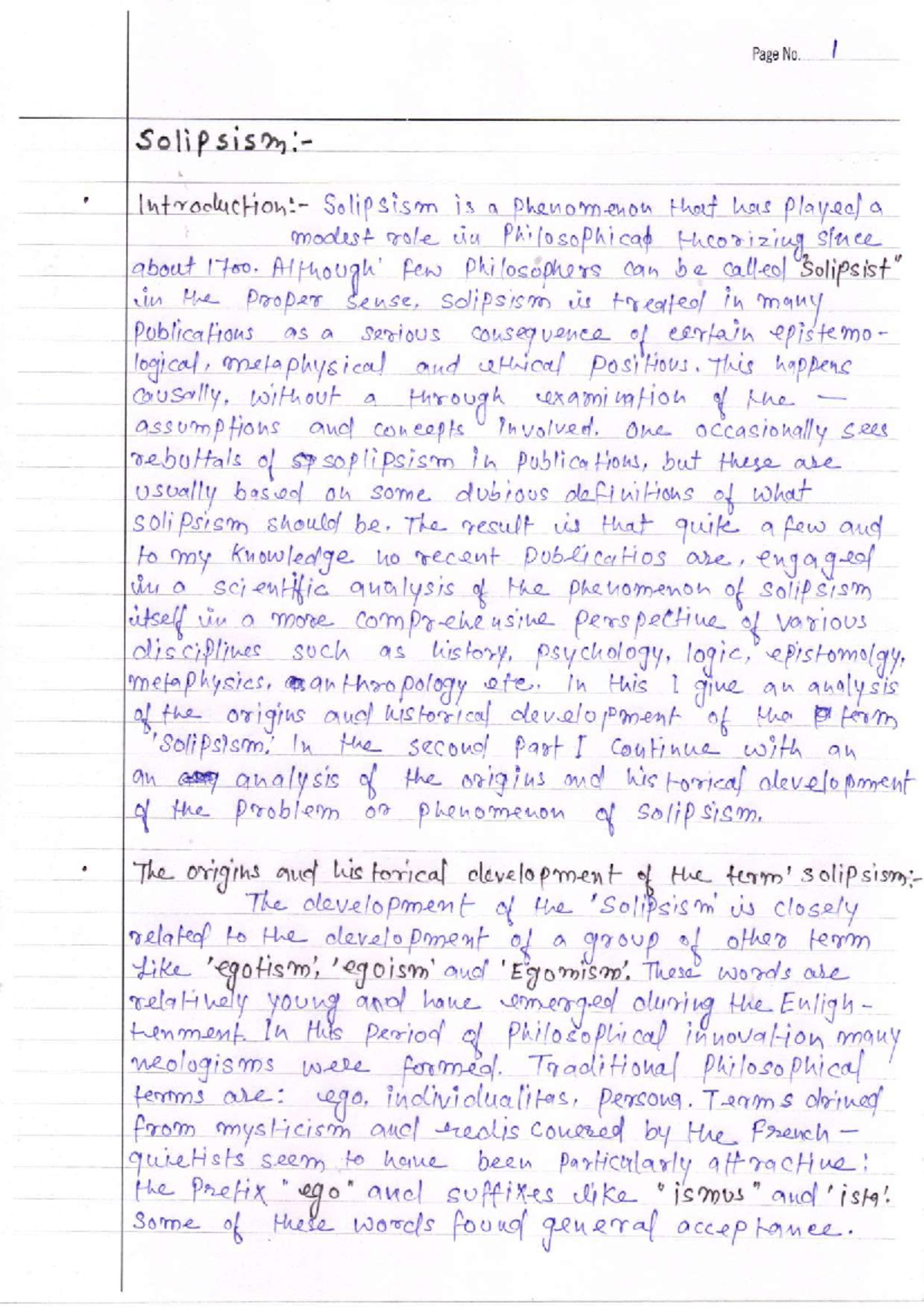 PYB152 Unit 3 - Solipsism is the philosophical idea that only one's ...