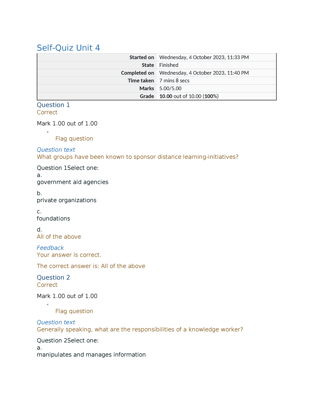 POLS 1503 Self Quiz 4 - Self Quiz Attempt - Self-Quiz Unit 4 Started On ...