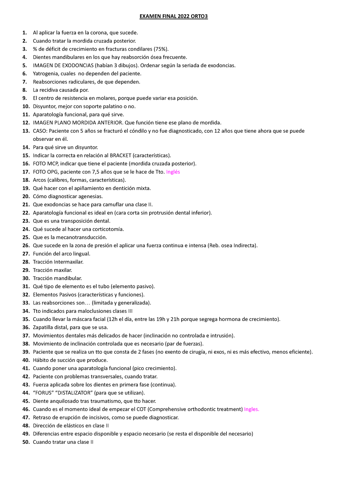 Examen Orto3 2022 Preguntas Y Respuestas Examen Final 2022 Orto 1