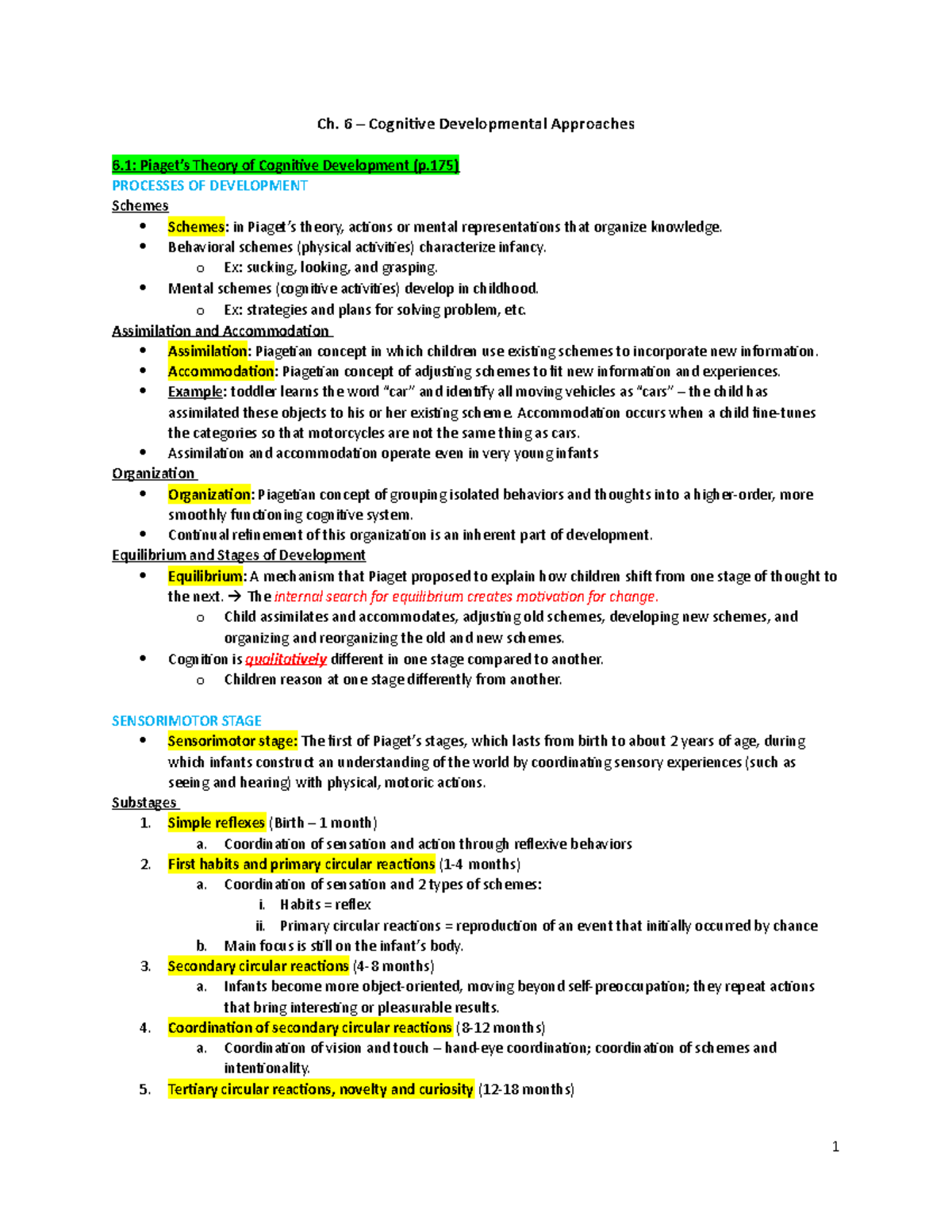 Ch. 6 Cognitive Developmental Approaches Ch. 6 Cognitive