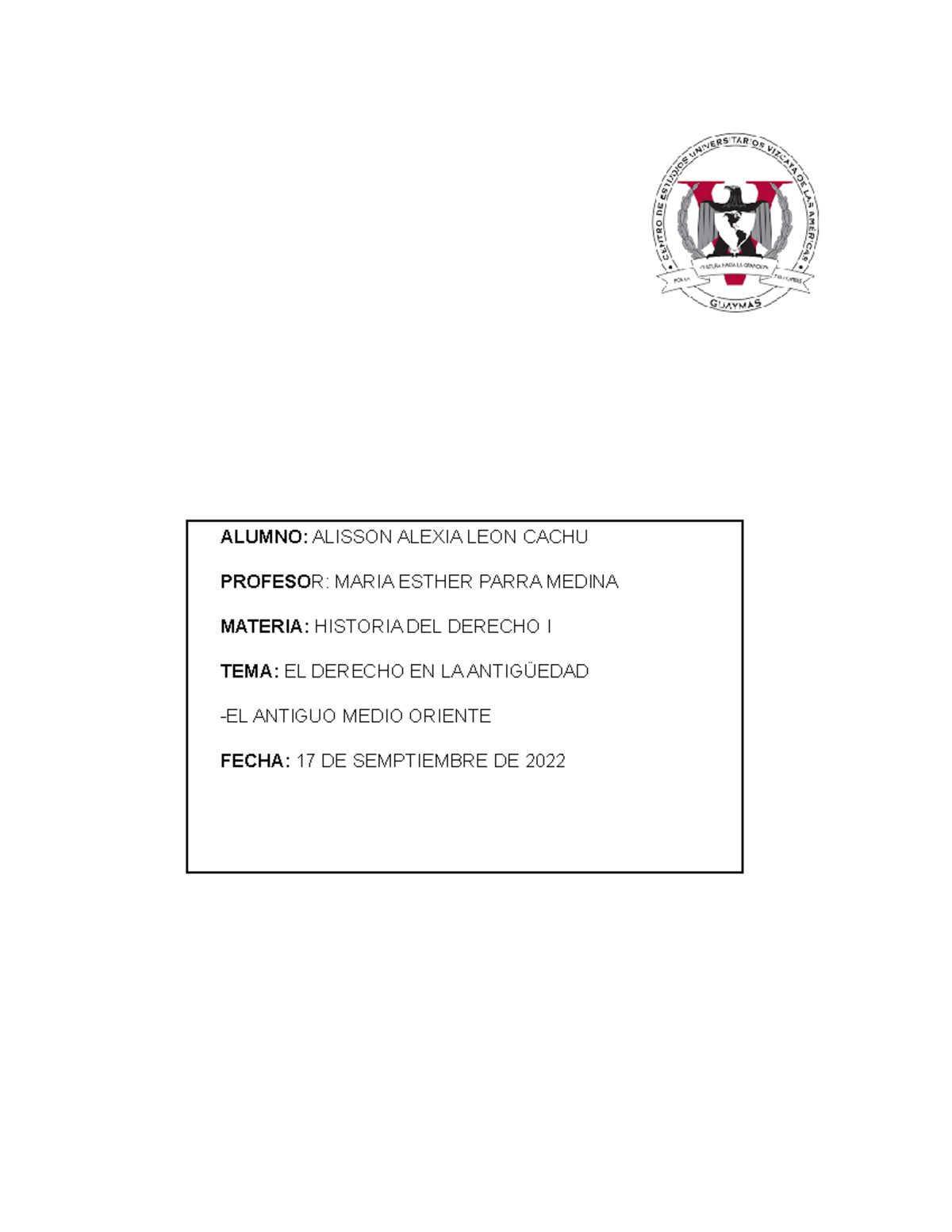 Derecho EN Medio Oriente - ALUMNO: ALISSON ALEXIA LEON CACHU PROFESOR ...
