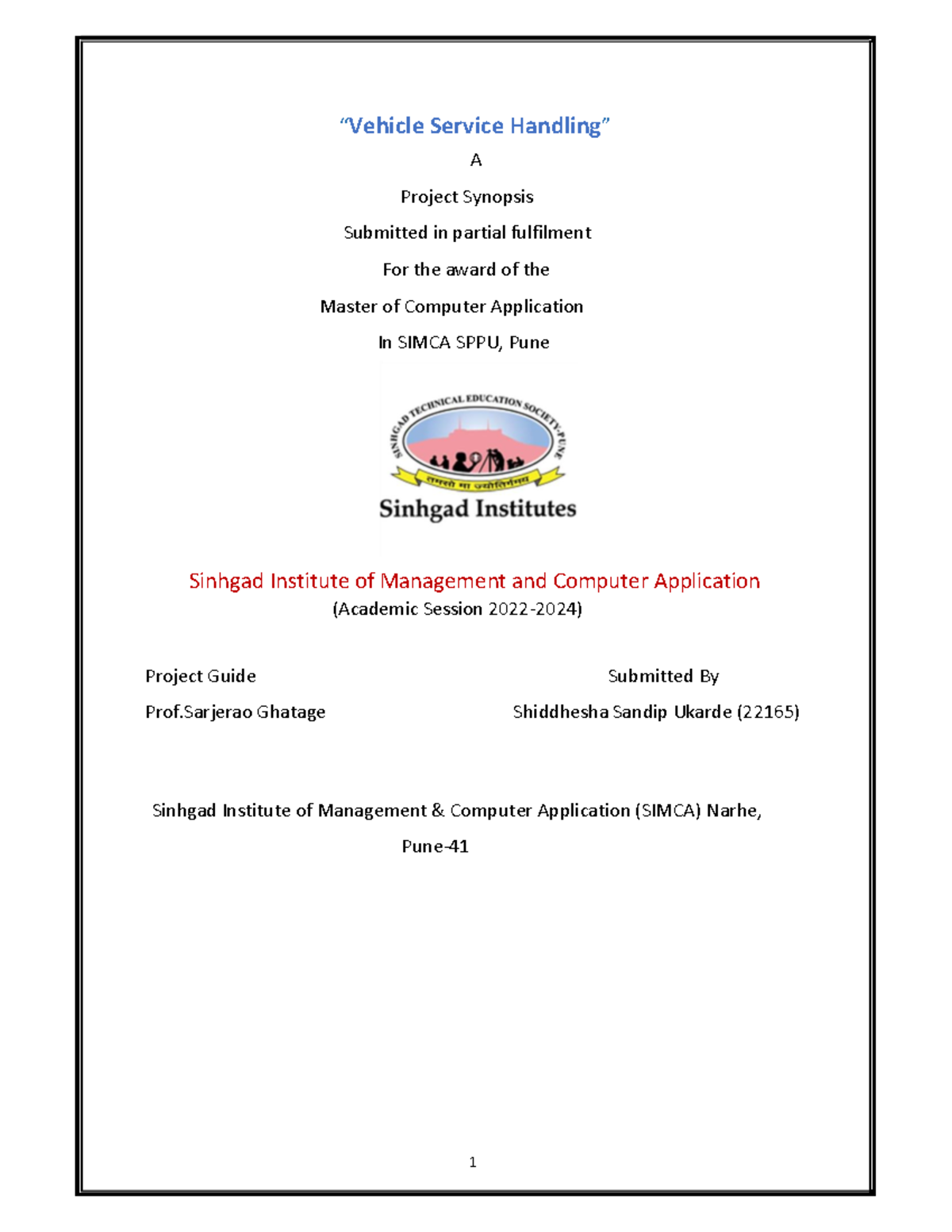 Vehicle service handling - “Vehicle Service Handling” A Project ...