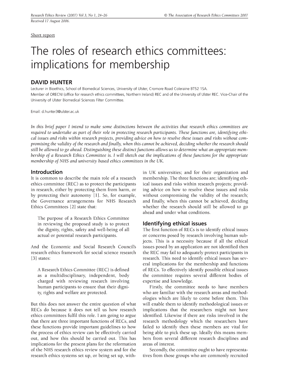 research committee purpose