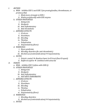 2018-Sport Exercise Pharmacology- Nsaids Notes - I. ASPIRIN a. MOA ...